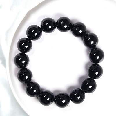 Vòng tay mã não đen 7A mệnh Thủy kích thước 12mm