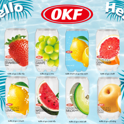 Nước ngọt có ga giải khát vị Dưa hấu (NƯỚC DƯA HẤU CÓ GA) 350ML X 6 CHAI OKF Hàn Quốc