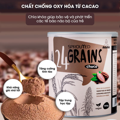 Sữa Gạo Lứt Hữu Cơ Nảy Mầm 24Grains Gói 30g Vị Socola Tự Nhiên Cho Trẻ Từ 3 Tuổi Sữa Hạt Dinh Dưỡng Phát Triển Não Bộ