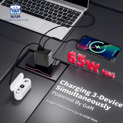 Hàng chính hãng Winsler GaN WS-65W2C1A - Củ sạc nhanh 65W cho 