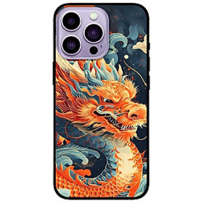 Ốp lưng cho iPhone 12 - iPhone 12 Pro - 12 Pro Max - 13 Mini - iPhone 13 - 13 Pro - 13 Pro Max - Rồng Cam Xanh - Hàng Chính Hãng