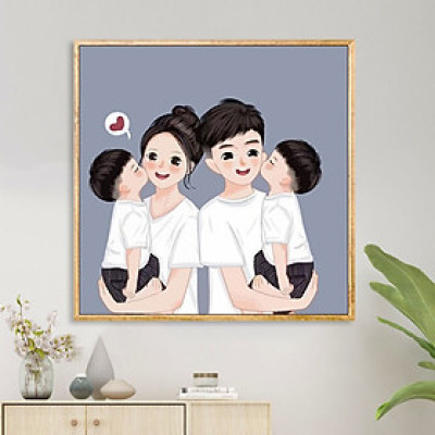 (ẢNH CHỤP THẬT)Tranh treo tường gia đình hạnh phúc 7 trang trí decor kèm đinh treo