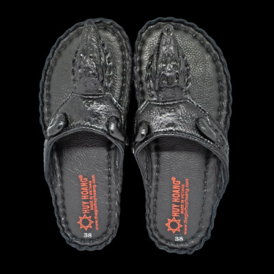 HC7237-38-39-46 - Dép nam Huy Hoàng đầu cá sấu màu đen, vàng bò, nâu đỏ, nâu đất