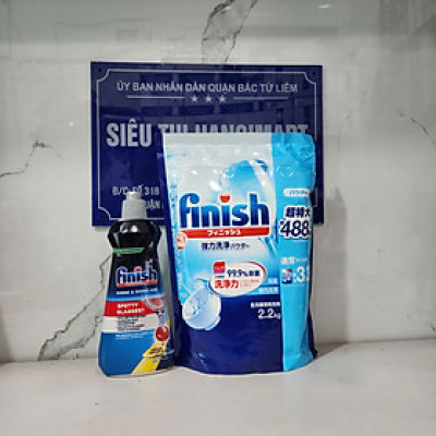 Chai nước làm bóng Finish 400 ml + túi bột rửa bát Finish 2.2 kg