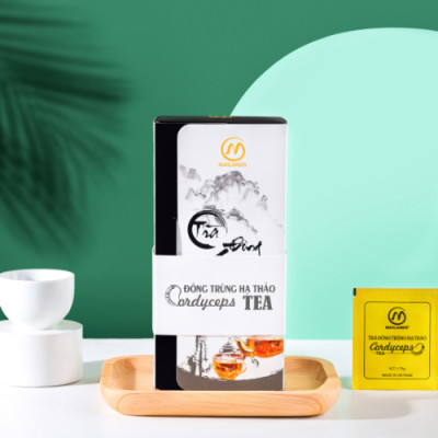 Trà Túi Lọc Đông trùng hạ thảo Mailands - 20 túi/hộp, mẫu quấn dây trắng - Dược Thảo Mailands