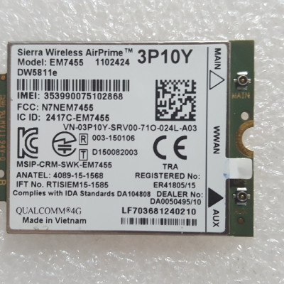 Card WWAN 4G Sierra Wireless Dell DW5811e - EM7455 dùng cho laptop Dell E5270, E7270, E7470, E5470, Precision 15 - Hàng nhập khẩu