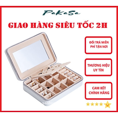 Hộp Đựng Trang Sức Bằng Da PU Có Gương Nhiều Màu Lựa Chọn PaKaSa - Hàng Chính Hãng 