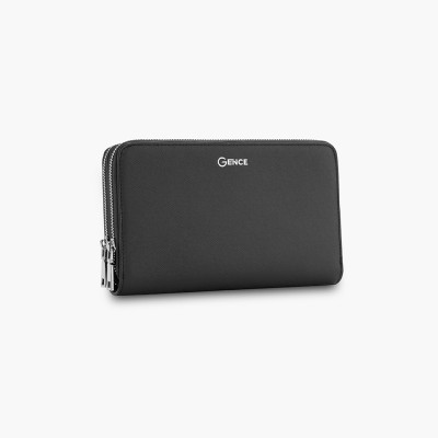 Ví Cầm Tay Nam Gence 2 Khoá Da Bò Taiga HT21 Màu Đen