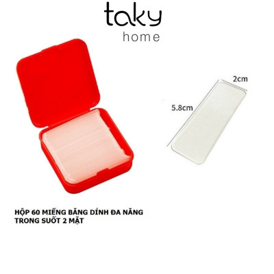 Hộp 60 Miếng Keo Dính Trong Suốt 2 Mặt Tiện Dụng, Băng Dính Trong Suốt Cố Định Đồ Vật, Có Thể Tái Sử Dụng, Tiện Ích Trong Gia Đình. TakyHome 6006