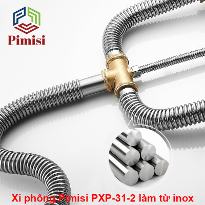 Xi Phông Chậu Rửa Bát 2 Hố Pimisi PXP-31-2 Inox Cao Cấp Kiểu Chun Uốn - Kim Loại Bẻ Cong Được, Thoát Nước Nhanh, Dùng Để Xả Thải Nước Bồn Rửa Chén 2 Hộc Thu 110 Inox 304, Chống Mùi Hôi Và Côn Trùng Gián, Chuột Cắn Phá - Có Đầu Thoát Tràn | Hàng Chính Hãng