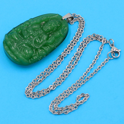 Dây chuyền phật Thiên Thủ Thiên Nhãn - thạch anh xanh 5cm DITTXN8 - dây inox - tuổi Tý