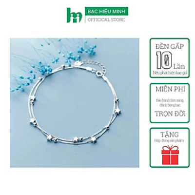 Lắc Chân Nữ Bạc Ý Bạc Hiểu Minh LC134 Dây Kép Ngôi Sao