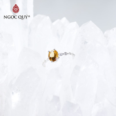 Nhẫn bạc nữ đá Citrine mệnh thổ, kim - Ngọc Quý Gemstones