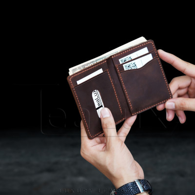 Ví Đứng Mini Da Sáp Handmade LEALUX Mini Handmade 5