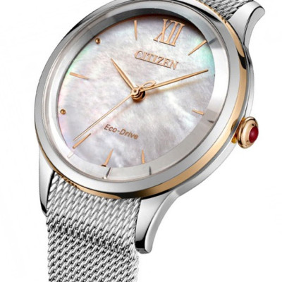 Đồng Hồ Nữ Citizen Eco-Drive Dây Thép Không Gỉ EM0816-88Y - Mặt Xà Cừ (Sapphire)