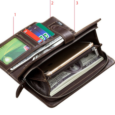 Ví nam cầm tay 100% da bò thật cao cấp phong cách mới 