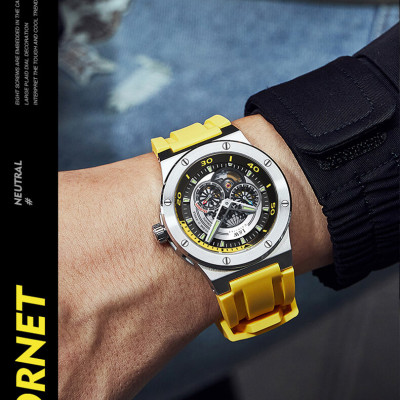 Đồng hồ nam chính hãng IW CARNIVAL IW619G-4 Kính sapphire ,chống xước,Chống nước ,Bảo hành 24 tháng,Máy cơ (Automatic),Dây cao su cao cấp,thiết kế lộ cơ thể thao