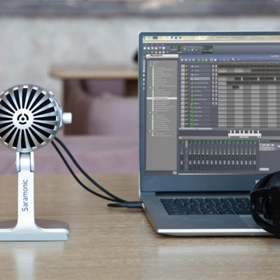 Micro Để Bàn Thông Minh Saramonic USB MTV550 Dành Cho Thiết Bị Di Động (iOS/ Android) và Máy Tính - Ghi Âm Tại Nhà/ Livestream/ Podcasting,/ Sản Xuất Âm Nhạc/ Chơi Game - Hàng Chính Hãng