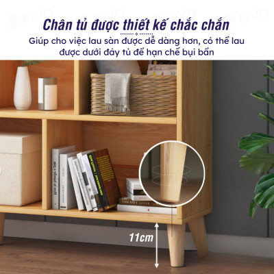 Tủ Kệ Sách Gỗ Đẹp Hiện Đại Đa Tầng FIVO Mã FB60 Chất Liệu Gỗ MDF Phủ Melamine Chống Thấm Bề Mặt, Dễ Dàng Lắp Ráp Có Kèm Tấm Lưng (Kích Thước 100x24x107cm)