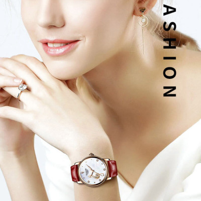 Đồng hồ nữ chính hãng KASSAW K815-1 ,Fullbox, Kính sapphire ,chống xước,chống nước,mặt trắng vỏ vàng hồng dây da, thép không gỉ 316L, Mới 100%,Bảo hành 24 tháng,thiết kế lộ cơ đơn giản,trẻ trung và sang trọng