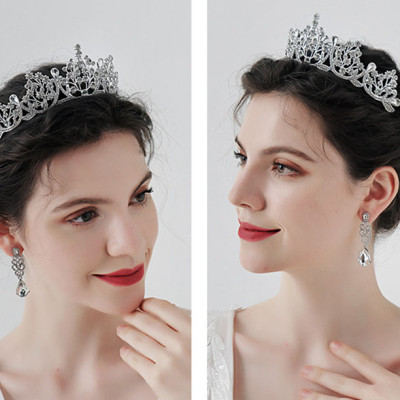 Vương miện đính đá nữ hoàng phụ kiện cưới trang điểm make up cô dâu