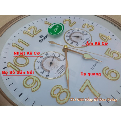 Đồng Hồ Treo Tường Cao Cấp EASTAR KIM TRÔI Tròn Có DẠ QUANG - ĐH Đo NHIỆT ĐỘ Và ĐỘ ẨM - Số Nổi 3D - Tặng Pin Maxell - BH 1 Năm