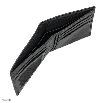 Ví Nam 100% Da Bò Màu Đen GENTLE Mềm Mại, Size Trung, Dáng Ngang - Gập 2, Đựng Tiền và Thẻ ATM Tiện Dụng - Hàng Chính Hãng SAIGIO