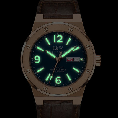 Đồng hồ nam chính hãng IW CARNIVAL IW589G-3 Kính sapphire ,chống xước,Chống nước ,Bảo hành 24 tháng,Máy cơ (Automatic),Dây da cao cấp,thiết kế lộ cơ thể thao