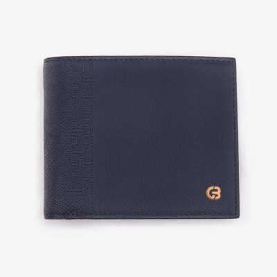 Ví Da Nam Hàng Hiệu GENCE C18 Chất Liệu Da Bò Cao Cấp Màu Xanh Navy Dáng Ngang