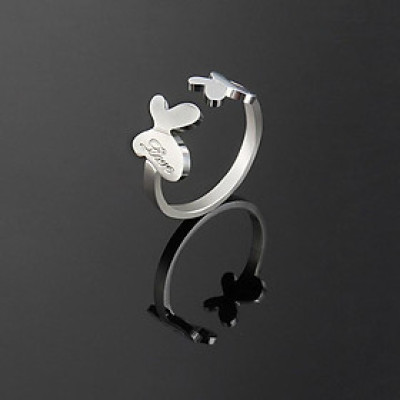 Nhẫn titan nữ thời trang freesize bướm hở cách điệu thép không gỉ titanium 3h jewelry 3 màu NNUT36
