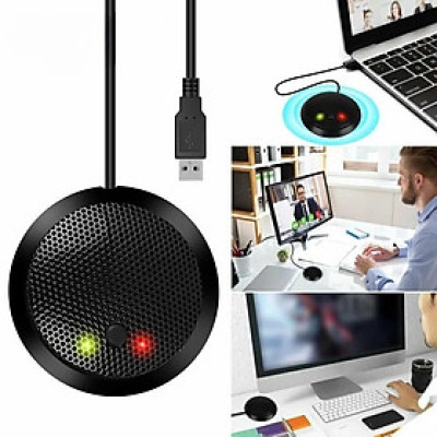 Micro thu âm đa hướng 360 độ để bàn dùng cho họp hội nghị trực tuyến chân cắm USB có LED- hàng nhập khẩu