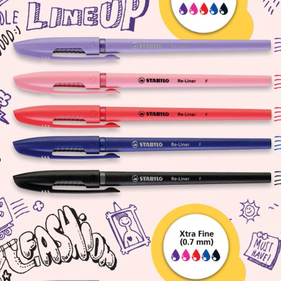 Bộ 3 Bút bi nắp STABILO Re-Liner F 0.7mm (BP868F-C3)