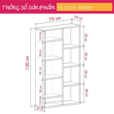 Giá sách đẹp trang trí phòng khách SMLIFE Babbo