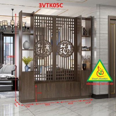 Vách ngăn phòng khách nhà bếp, Tủ kệ vách ngăn phòng 3VTK05C - Nội thất lắp ráp Viễn Đông ADV