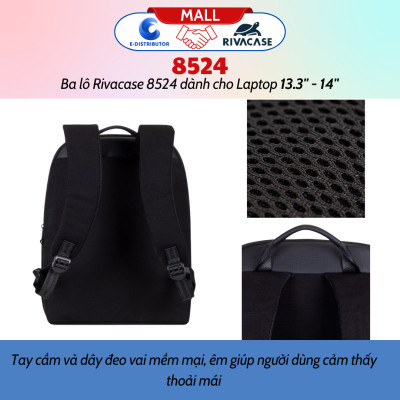 Balô Rivacase 8524 Để Vừa Laptop 13.3" - 14" - Bảo Hành 24 Tháng - Hàng Chính Hãng