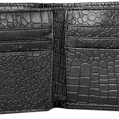 Ví nam da bò vân cá sấu Laka VLK0102.1 - Màu đen