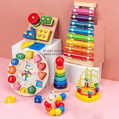 Combo 6 Món Đồ Chơi Gỗ Phát Triển Trí Tuệ Cho Bé Vừa Chơi Vừa Học