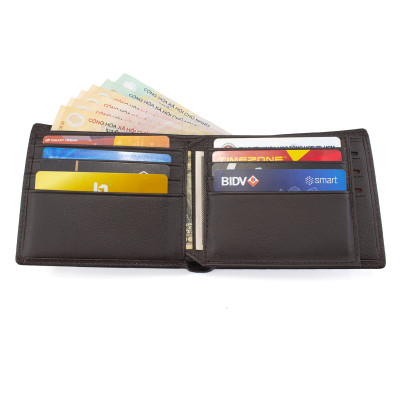 Ví Da Nam, Bóp Da Nam Kim Bảo H48 Da Bò Màu Đen, Nâu