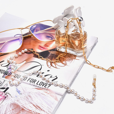 Chain glasses dây đeo kính hạt châu và chuỗi titan hợp kim bất đối xứng unisex nam nữ thời trang khác biệt