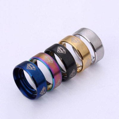 Nhẫn titan nam đánh dấu siêu nhân nhiều màu cao cấp thời trang thép không gỉ