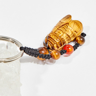 Móc khóa phong thủy đá mắt hổ ngọc thiền 2cm mệnh thổ , kim - Ngọc Quý Gemstones