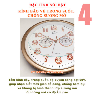 Đồng Hồ EASTAR KIM TRÔI SỐ NỔI 3D Có DẠ QUANG và NHIỆT ẨM KẾ CƠ (Không Dùng Pin) - Màu Trắng - Tặng Pin Maxell