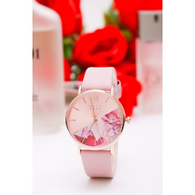 Đồng Hồ Nữ Julius Hàn Quốc JA1312 Dây Da Mặt In Hoa Thanh Lịch