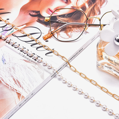 Chain glasses dây đeo kính hạt châu và chuỗi titan hợp kim bất đối xứng unisex nam nữ thời trang khác biệt