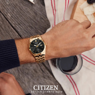 Đồng Hồ Nam Citizen Dây Kim Loại Máy Eco-Drive BM7333-85E - Mặt Đen