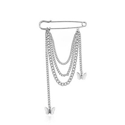 Cài áo xích chuỗi titan thả tua rua cánh bướm sành điệu ấn tượng sang trọng lịch lãm trẻ trung