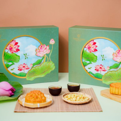 Hộp bánh trung thu 4 bánh chay 220g - Thành Long - Combo chay trăng/ chay 4 880g - Tặng 1 hộp trà - Việt Nam