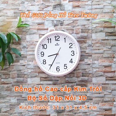 Đồng hồ Treo Tường Cao cấp KIM TRÔI EASTAR Tròn 31cm - Số Nổi 3D - Tặng Pin Maxell - BH 1 Năm