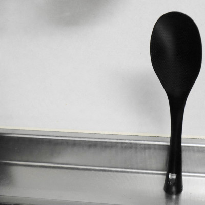 Muôi cơm kháng khuẩn cán dài Echo Metal 25cm màu đen - Nội địa Nhật Bản