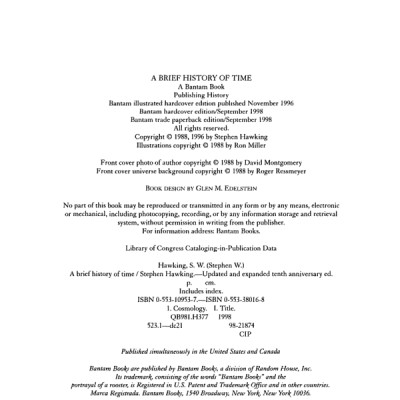 A Brief History Of Time : From Big Bang To Black Holes